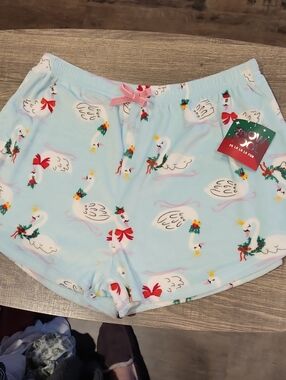 Swan Christmas Velvet Shorts,Juniors Sz.Large,Brand New W/ Tag
